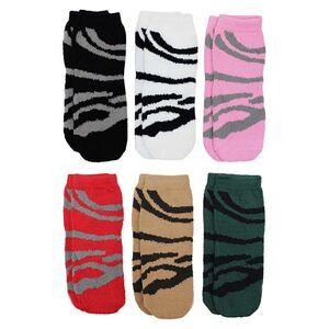 Zebra Print 6-Pack Assorted Soft & Fuzzy Socks